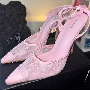 Pretty Little Things Baby Lace point toe mid heel